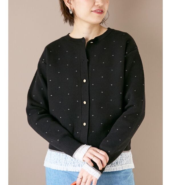  「《手洗い可能》ラメドットジャガードカーディガン」|カーディガン|