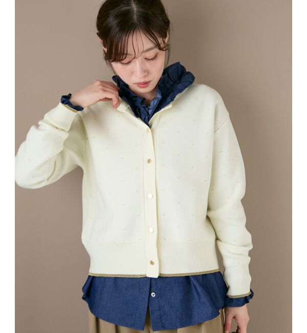  「《手洗い可能》ラメドットジャガードカーディガン」|カーディガン|