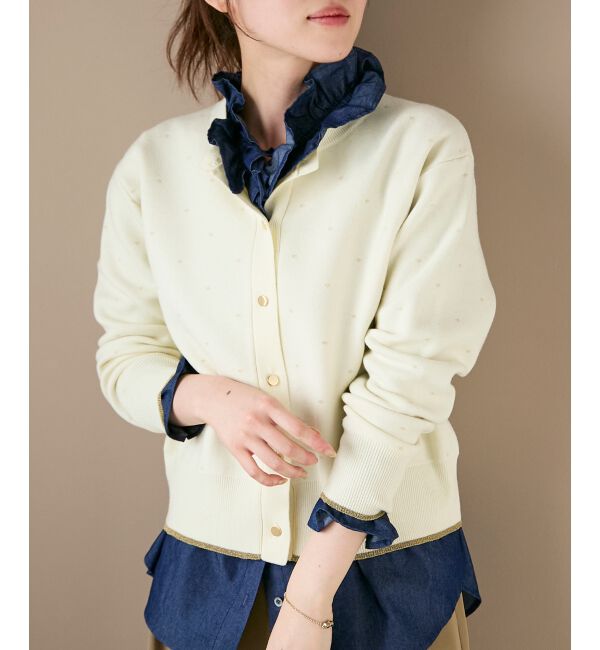  「《手洗い可能》ラメドットジャガードカーディガン」|カーディガン|