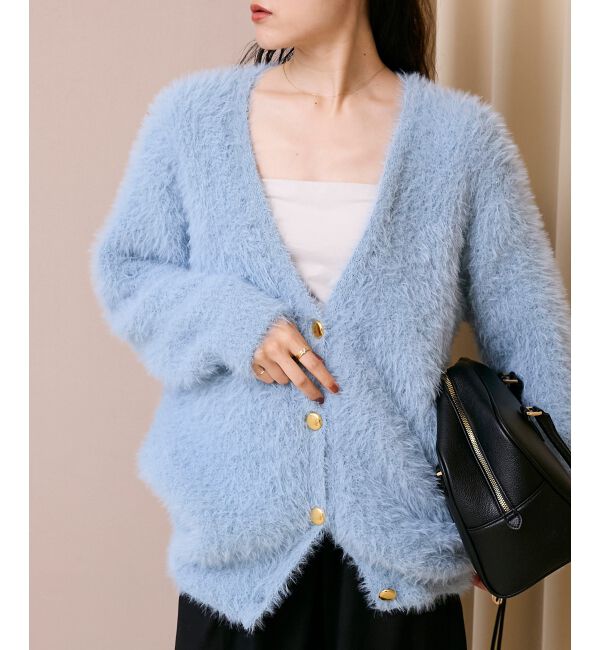  「《WEB限定アイテム》フェザーヤーンラメニットカーディガン」|カーディガン|