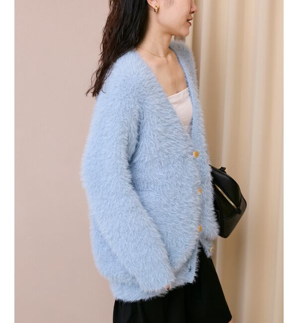  「《WEB限定アイテム》フェザーヤーンラメニットカーディガン」|カーディガン|