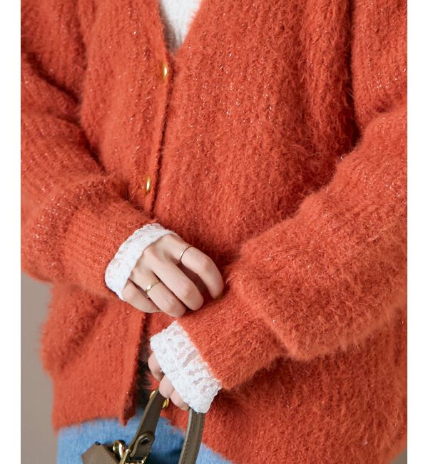  「《WEB限定アイテム》フェザーヤーンラメニットカーディガン」|カーディガン|