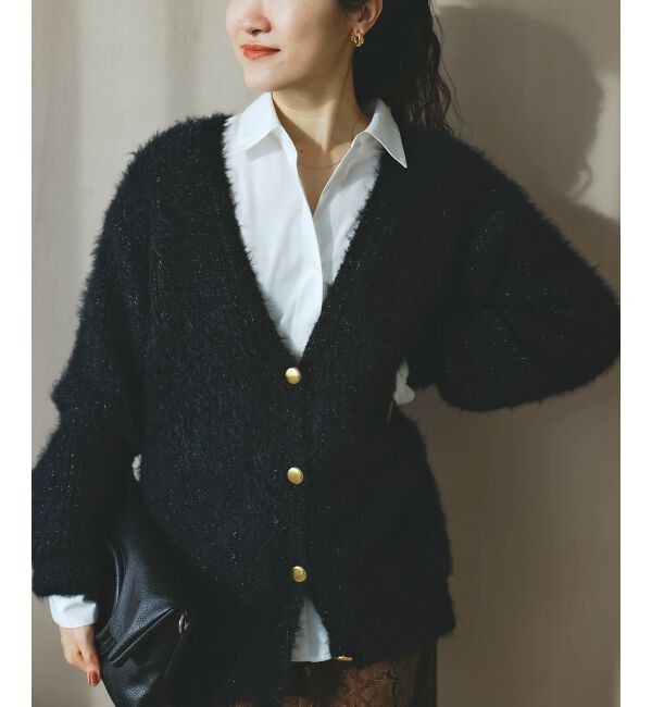  「《WEB限定アイテム》フェザーヤーンラメニットカーディガン」|カーディガン|