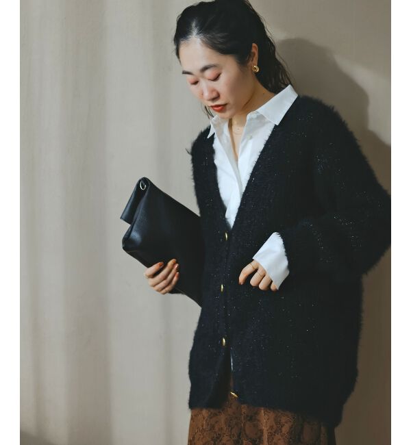  「《WEB限定アイテム》フェザーヤーンラメニットカーディガン」|カーディガン|