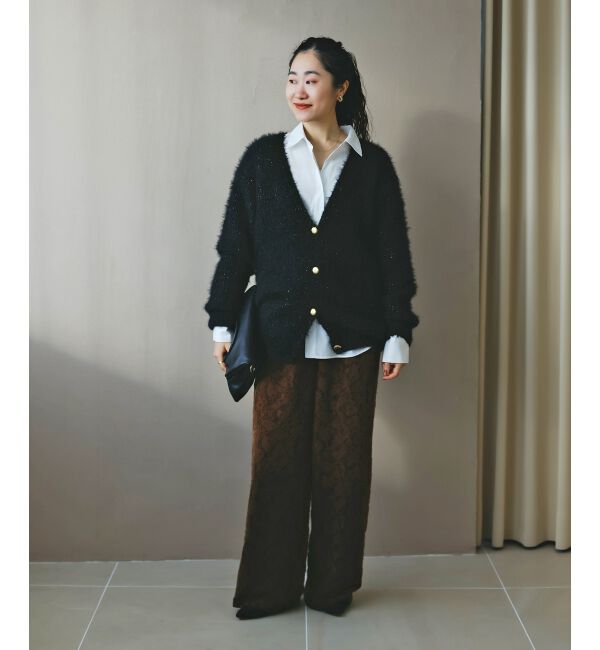  「《WEB限定アイテム》フェザーヤーンラメニットカーディガン」|カーディガン|