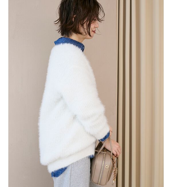  「《WEB限定アイテム》フェザーヤーンラメニットカーディガン」|カーディガン|