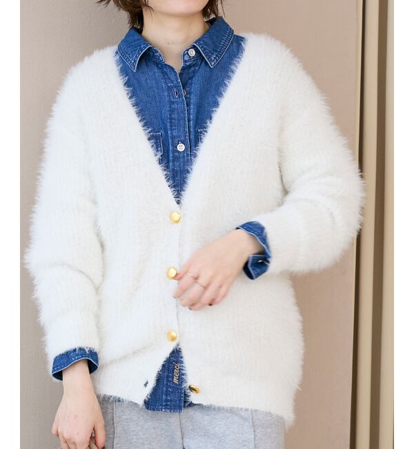  「《WEB限定アイテム》フェザーヤーンラメニットカーディガン」|カーディガン|