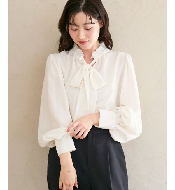  「フィブリルサテンボウタイブラウス」|シャツ・ブラウス|