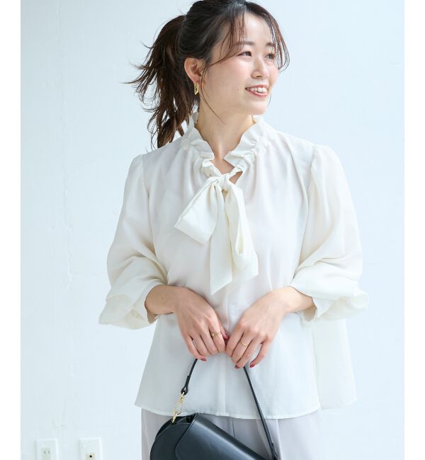  「フィブリルサテンボウタイブラウス」|シャツ・ブラウス|