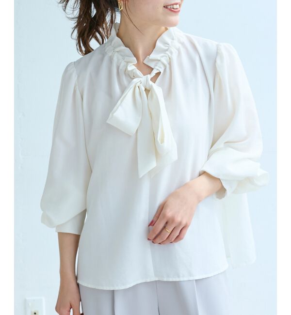  「フィブリルサテンボウタイブラウス」|シャツ・ブラウス|