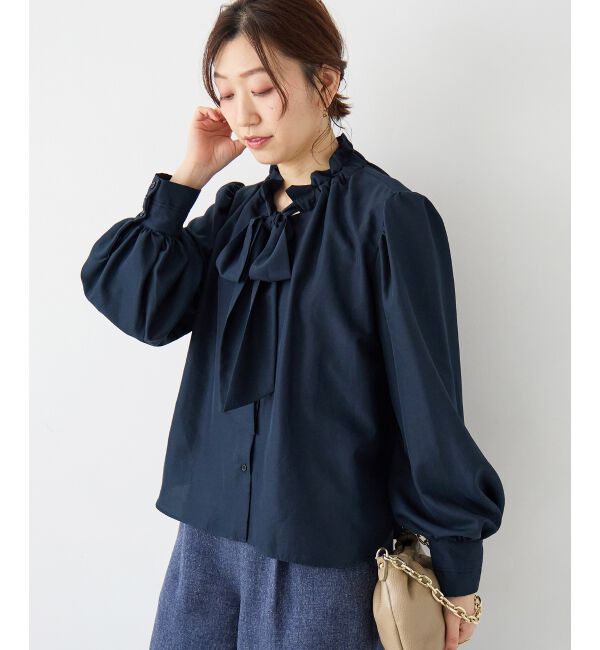  「フィブリルサテンボウタイブラウス」|シャツ・ブラウス|