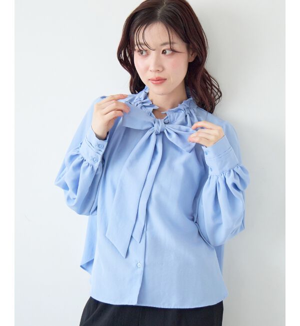  「フィブリルサテンボウタイブラウス」|シャツ・ブラウス|