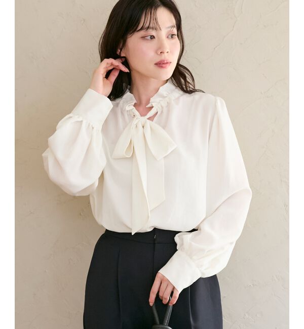  「フィブリルサテンボウタイブラウス」|シャツ・ブラウス|