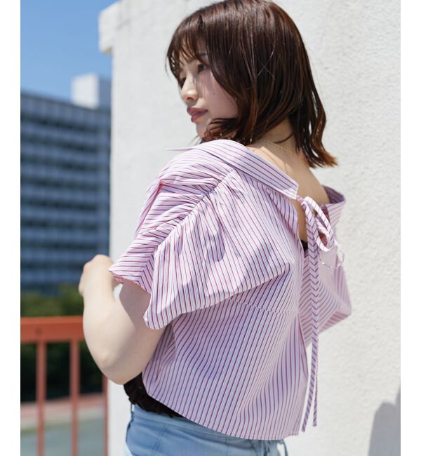 MAJESTICLEGON「パールボタンクロップドシャツ」|シャツ・ブラウス|