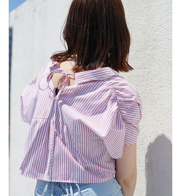 MAJESTICLEGON「パールボタンクロップドシャツ」|シャツ・ブラウス|