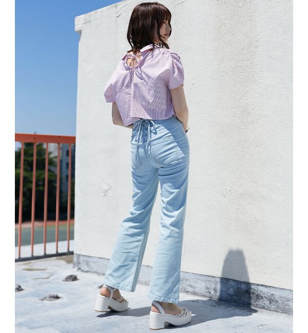 MAJESTICLEGON「パールボタンクロップドシャツ」|シャツ・ブラウス|