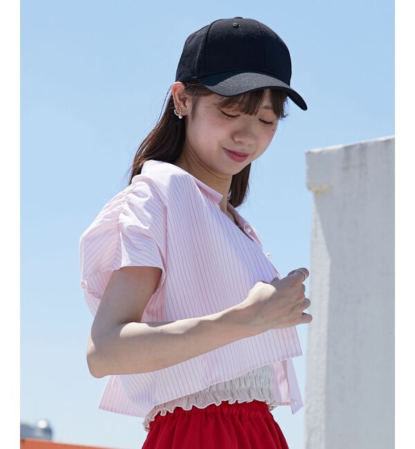 MAJESTICLEGON「パールボタンクロップドシャツ」|シャツ・ブラウス|