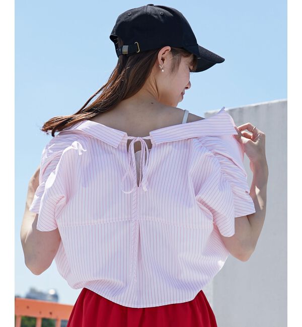 MAJESTICLEGON「パールボタンクロップドシャツ」|シャツ・ブラウス|