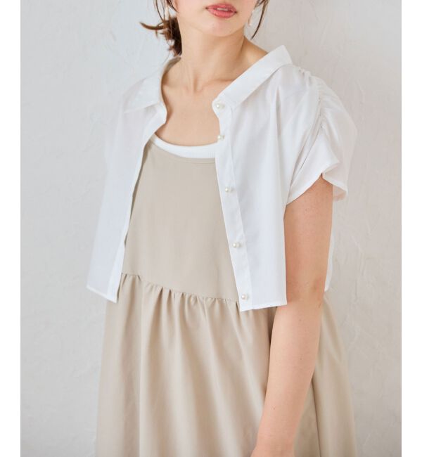 MAJESTICLEGON「パールボタンクロップドシャツ」|シャツ・ブラウス|