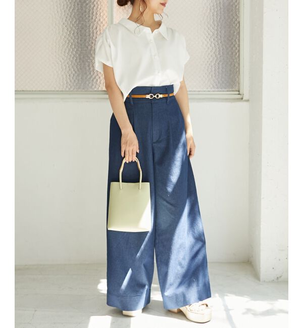 MAJESTICLEGON「パールボタンクロップドシャツ」|シャツ・ブラウス|