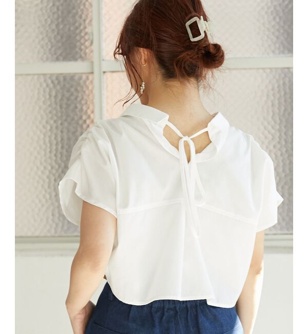 MAJESTICLEGON「パールボタンクロップドシャツ」|シャツ・ブラウス|