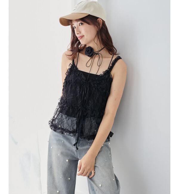 MAJESTICLEGON「フリルレースシアービスチェ」|キャミソール|