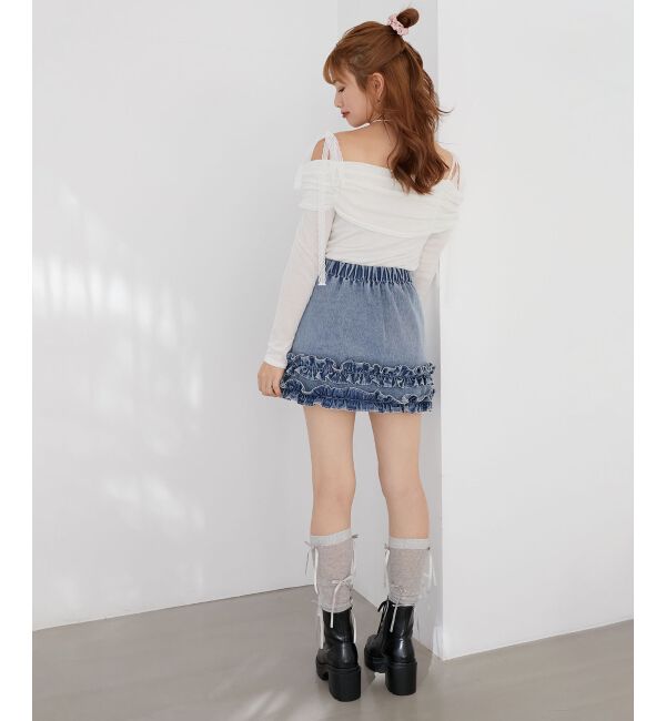  「レースリボン2wayオフショルトップス」|Tシャツ・カットソー|