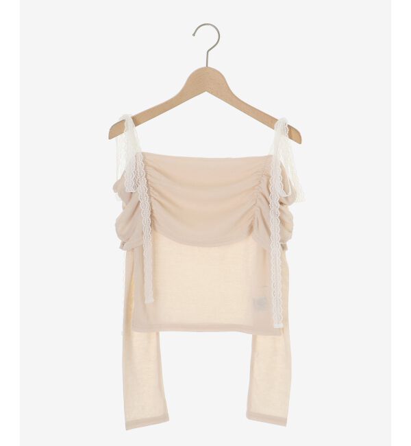  「レースリボン2wayオフショルトップス」|Tシャツ・カットソー|