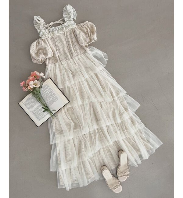  「スイートチュールティアードワンピース」|ワンピース|