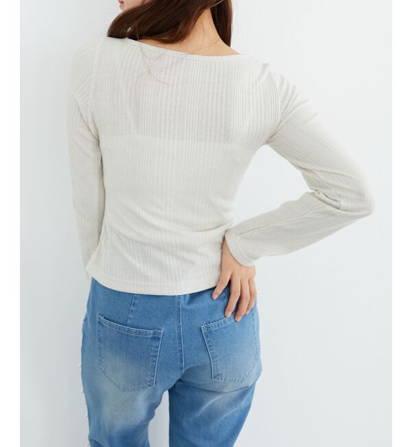  「リボンレイヤードライクトップス」|Tシャツ・カットソー|