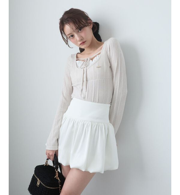  「リボンレイヤードライクトップス」|Tシャツ・カットソー|