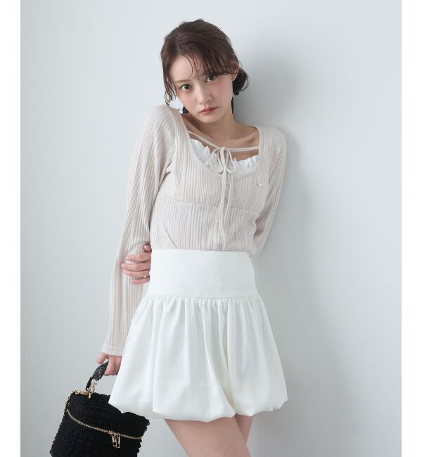  「リボンレイヤードライクトップス」|Tシャツ・カットソー|