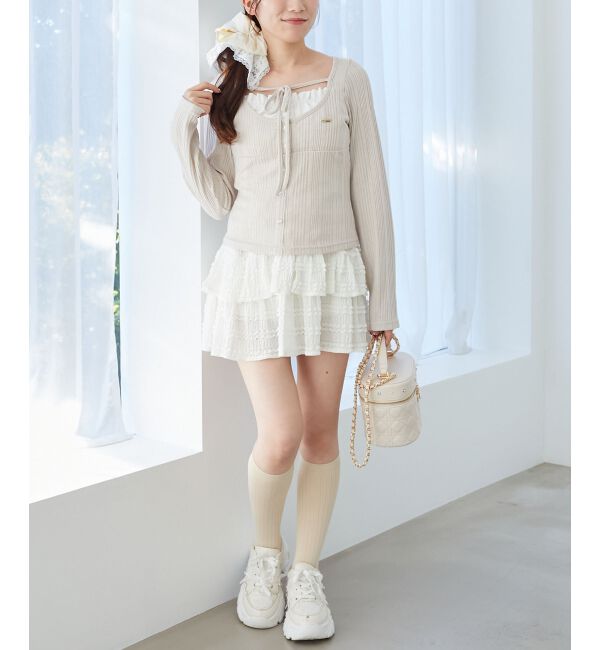  「リボンレイヤードライクトップス」|Tシャツ・カットソー|