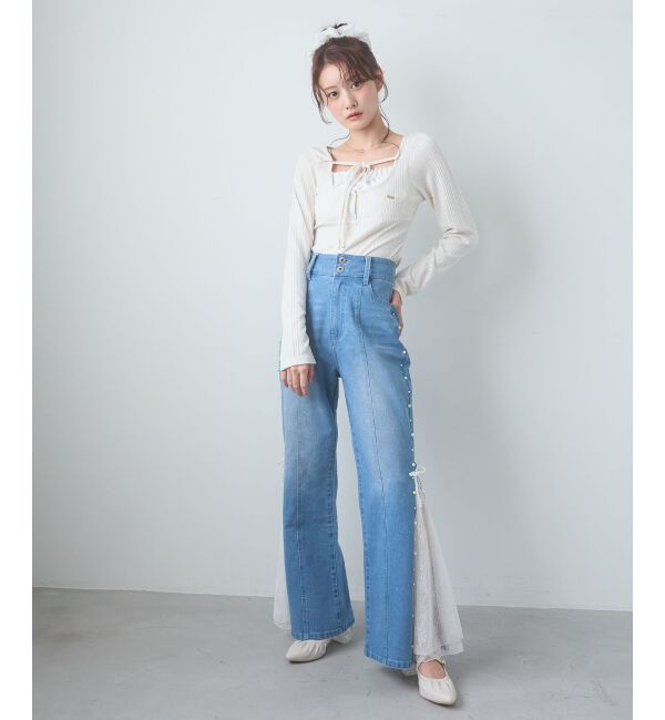  「リボンレイヤードライクトップス」|Tシャツ・カットソー|