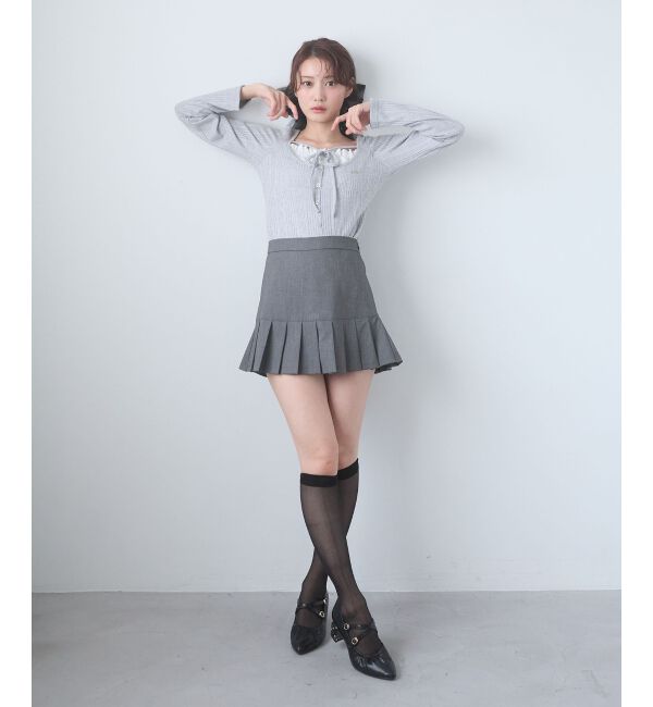  「リボンレイヤードライクトップス」|Tシャツ・カットソー|