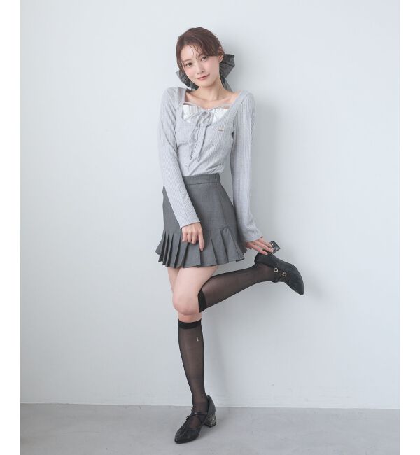  「リボンレイヤードライクトップス」|Tシャツ・カットソー|