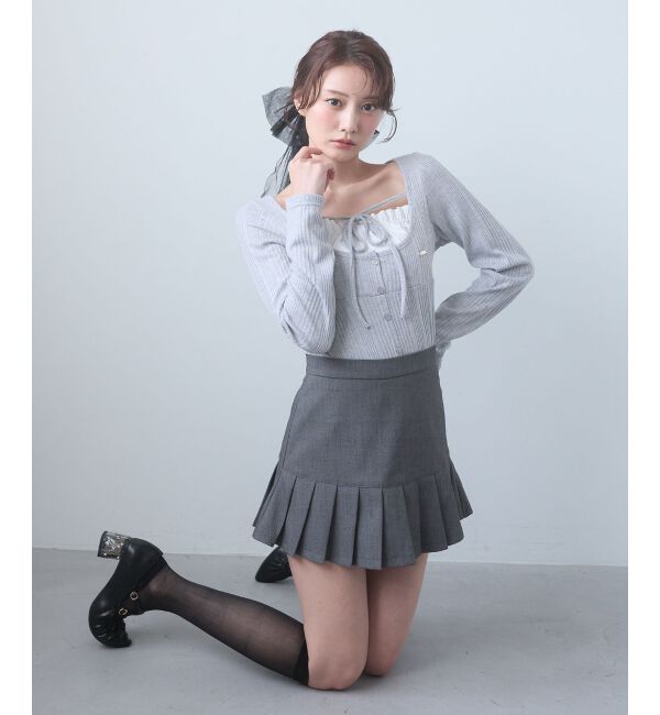  「リボンレイヤードライクトップス」|Tシャツ・カットソー|