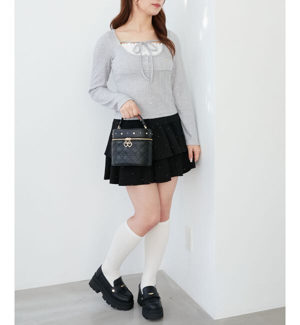  「リボンレイヤードライクトップス」|Tシャツ・カットソー|