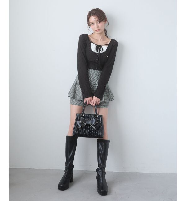  「リボンレイヤードライクトップス」|Tシャツ・カットソー|