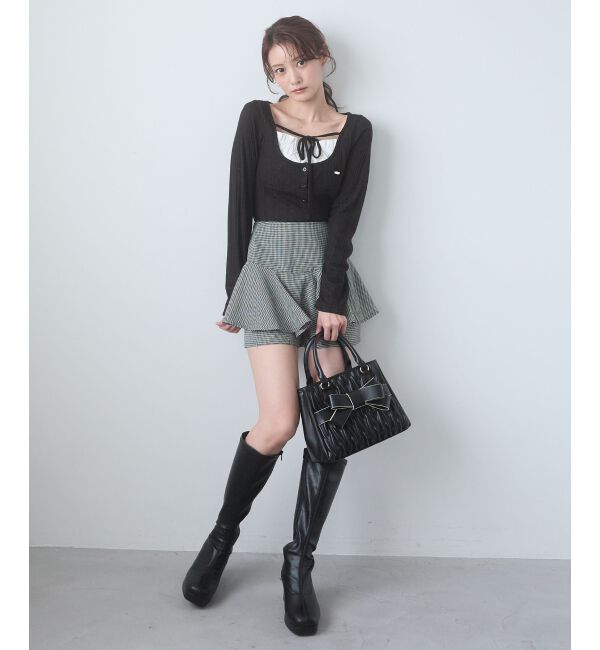  「リボンレイヤードライクトップス」|Tシャツ・カットソー|