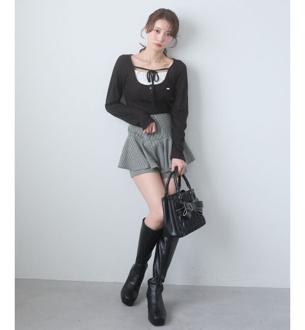  「リボンレイヤードライクトップス」|Tシャツ・カットソー|