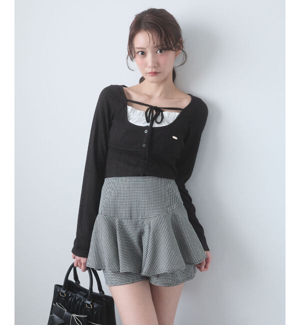  「リボンレイヤードライクトップス」|Tシャツ・カットソー|