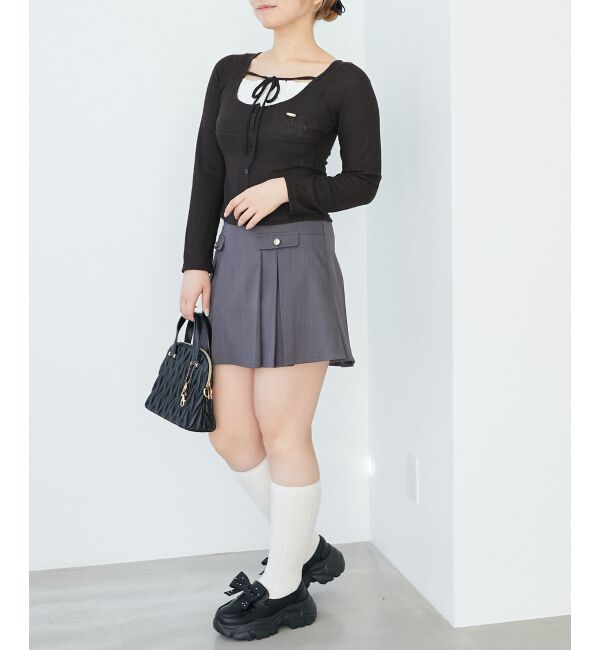  「リボンレイヤードライクトップス」|Tシャツ・カットソー|