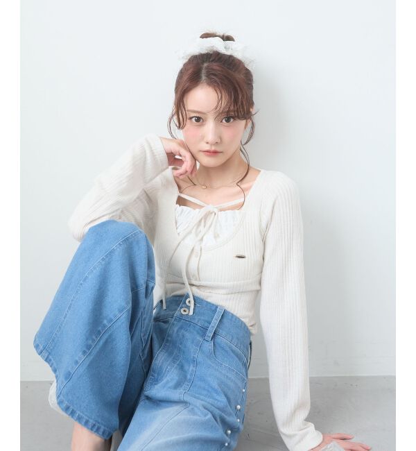  「リボンレイヤードライクトップス」|Tシャツ・カットソー|