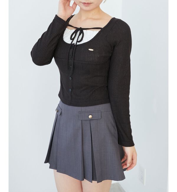  「リボンレイヤードライクトップス」|Tシャツ・カットソー|