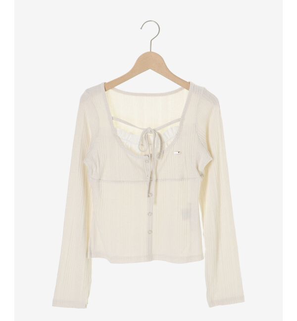  「リボンレイヤードライクトップス」|Tシャツ・カットソー|