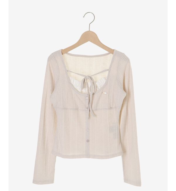  「リボンレイヤードライクトップス」|Tシャツ・カットソー|