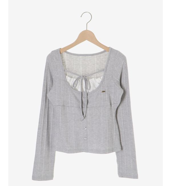  「リボンレイヤードライクトップス」|Tシャツ・カットソー|