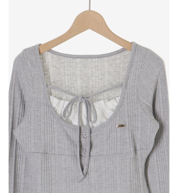  「リボンレイヤードライクトップス」|Tシャツ・カットソー|