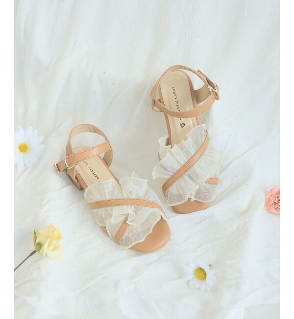  「シアーフリルサンダル」|サンダル|ｷｬﾒﾙ柄